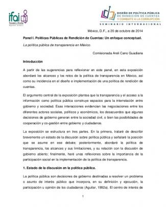México, D.f., A 20 De Octubre De 2014 Panel I. Políticas Públicas De