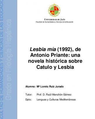 Lesbia Mía (1992), De Antonio Priante: Una Novela Histórica
