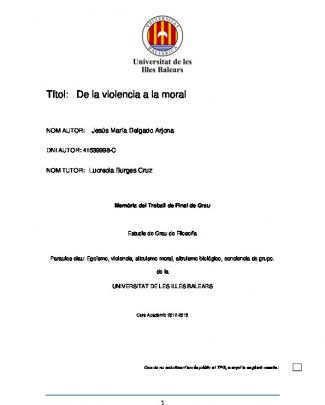 Títol: De La Violencia A La Moral - Universitat De Les Illes Balears