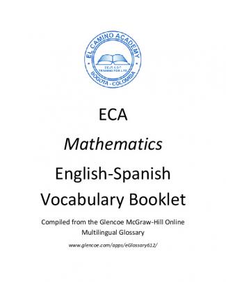 Eca Mathematics English-‐spanish Vocabulary Booklet