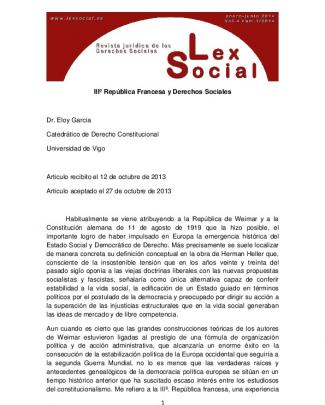 Iiiº República Francesa Y Derechos Sociales Dr. Eloy García