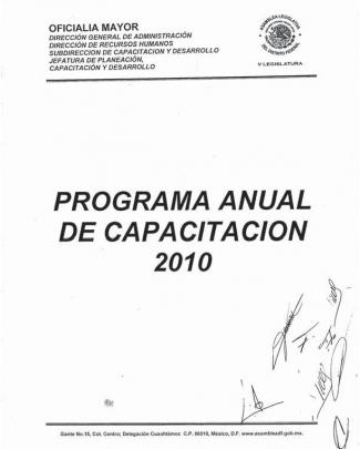 Programa Anual De Capacitacion - Asamblea Legislativa Del Distrito