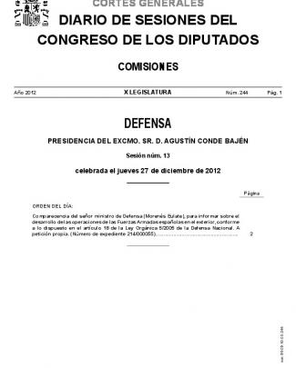 Diario De Sesiones Del Congreso De Los Diputados