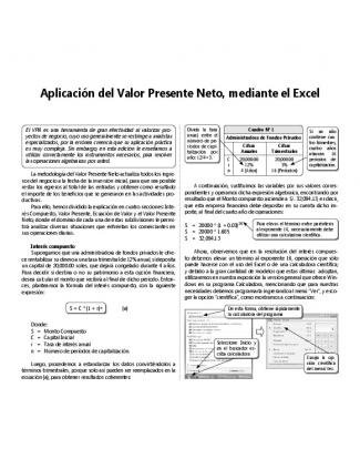 Aplicación Del Valor Presente Neto, Mediante El Excel