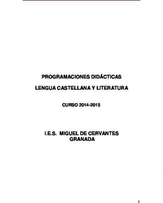 Programación Didáctica Del Departamento De Lengua Castellana Y