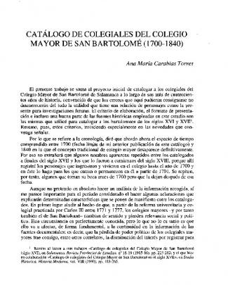 Catálogo De Colegiales Del Colegio Mayor De San Bartolomé