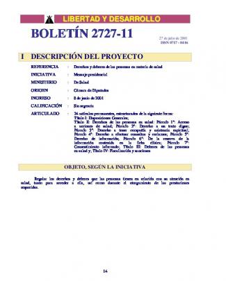 Boletín 2727-11 - Libertad Y Desarrollo
