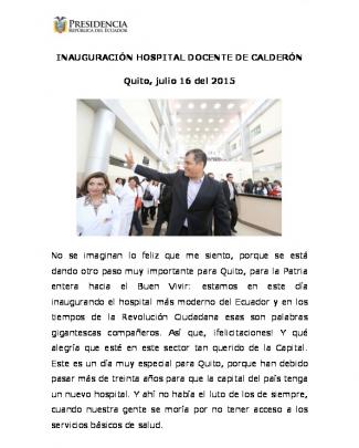 Hospital Calderon - Presidencia De La República Del Ecuador