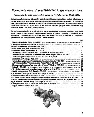 Economía Venezolana 2001-2011: Apuntes Críticos