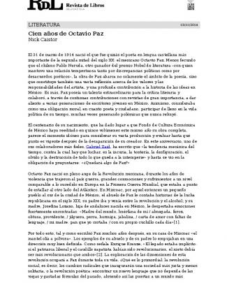 Cien Años De Octavio Paz