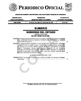 Periodico Oficial - Poder Judicial Del Estado De Tamaulipas