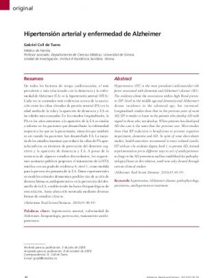 Hipertensión Arterial Y Enfermedad De Alzheimer