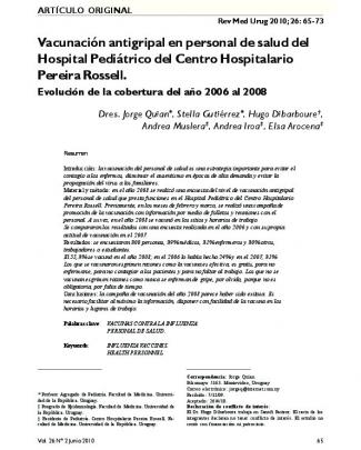 Vacunación Antigripal En Personal De Salud Del Hospital Pediátrico