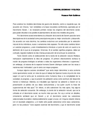 Darwin, Sociedad Y Politica Rosaura Ruiz Gutiérrez Para