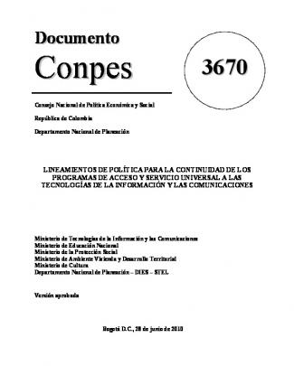 Documento Conpes 3670 Para La Conectividad