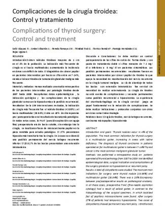 Complicaciones De La Cirugía Tiroidea: Control Y Tratamiento