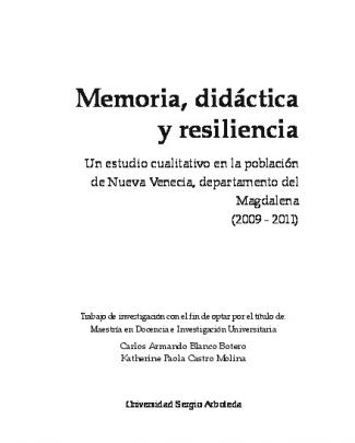 Memoria, Didáctica Y Resiliencia - Universidad Sergio Arboleda Bogotá