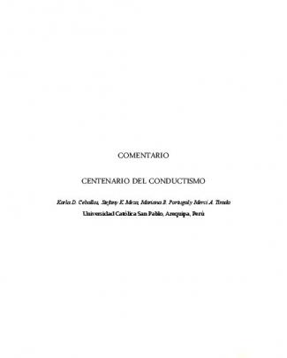 Comentario Centenario Del Conductismo