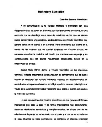 Carmina Serrano Hernández. Maltrato Y Sumisión