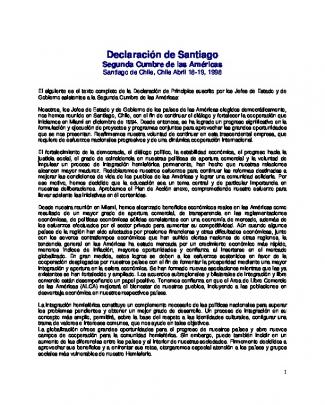 Declaración De Santiago. Chile, 1998