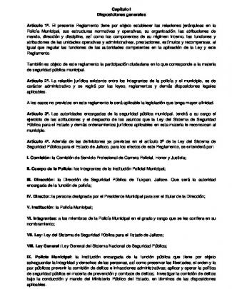 Reglamento De Seguridad Pública Del Municipio De Tuxpan