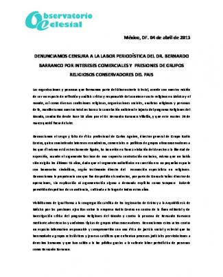 México, Df. 04 De Abril De 2013 Denunciamos Censura A La