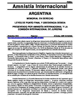 Amn Istía Internacional Argentina Memorial En Derecho
