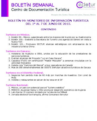 Monitoreo De Información Turística Del 1º Al 7 De Junio De 2015.