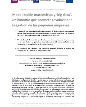Modelización Matemática Y `big Data`, Un Binomio Que