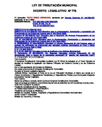 Ley De Tributación Municipal Decreto Legislativo Nº 776