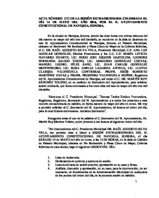 Acta 17 - H. Ayuntamiento De Navojoa