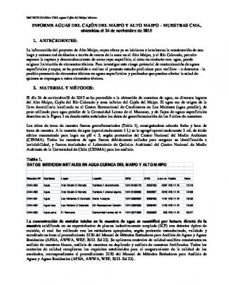 Informe Aguas Del Cajón Del Maipo Y Alto Maipo