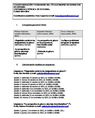 Calendario Y Horario - Universidad Pública De Navarra